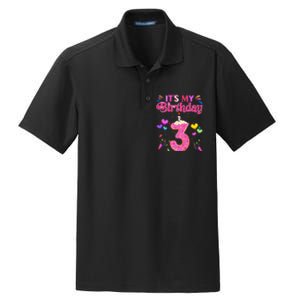 Sweet Donut It's My 3rd Birthday 3 Years Old Funny Dry Zone Grid Polo