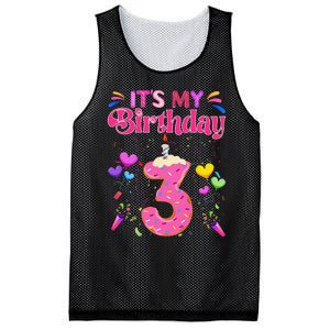 Sweet Donut It's My 3rd Birthday 3 Years Old Funny Mesh Reversible Basketball Jersey Tank