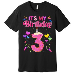 Sweet Donut It's My 3rd Birthday 3 Years Old Funny Premium T-Shirt