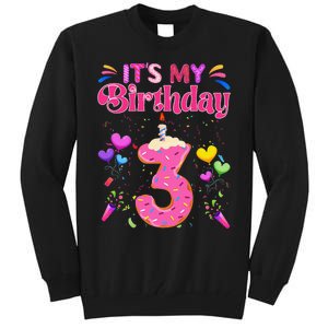 Sweet Donut It's My 3rd Birthday 3 Years Old Funny Tall Sweatshirt