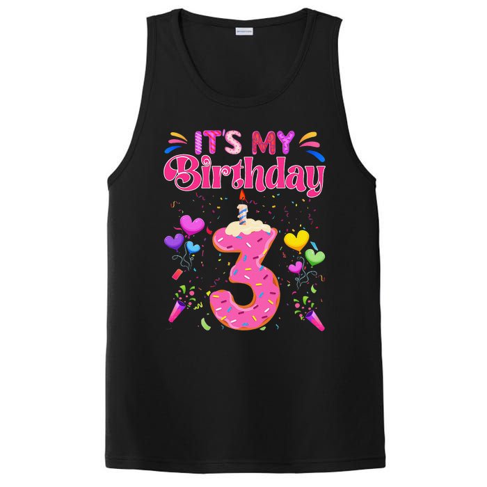 Sweet Donut It's My 3rd Birthday 3 Years Old Funny PosiCharge Competitor Tank