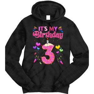 Sweet Donut It's My 3rd Birthday 3 Years Old Funny Tie Dye Hoodie