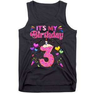 Sweet Donut It's My 3rd Birthday 3 Years Old Funny Tank Top