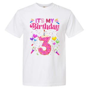 Sweet Donut It's My 3rd Birthday 3 Years Old Funny Garment-Dyed Heavyweight T-Shirt