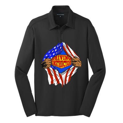 Super Driving Instructor Hero Job Silk Touch Performance Long Sleeve Polo