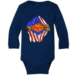 Super Driving Instructor Hero Job Baby Long Sleeve Bodysuit