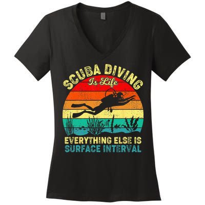 Scuba Diving Is Life Everything Else Surface Interval Diving Women's V-Neck T-Shirt