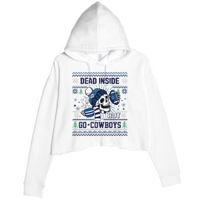 Skull Dead Inside But Go Dallas Cowboy Christmas Crop Fleece Hoodie