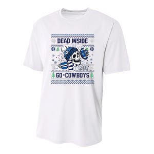 Skull Dead Inside But Go Dallas Cowboy Christmas Youth Performance Sprint T-Shirt