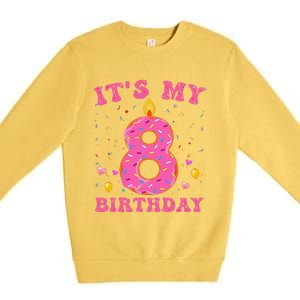 Sweet Donut It's My 8th Birthday 8 Years Old Funny Cute Premium Crewneck Sweatshirt