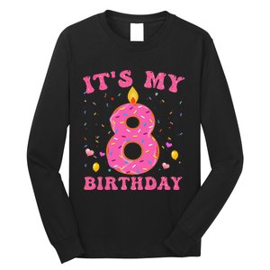 Sweet Donut It's My 8th Birthday 8 Years Old Funny Cute Long Sleeve Shirt