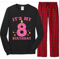 Sweet Donut It's My 8th Birthday 8 Years Old Funny Cute Long Sleeve Pajama Set