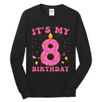 Sweet Donut It's My 8th Birthday 8 Years Old Funny Cute Tall Long Sleeve T-Shirt