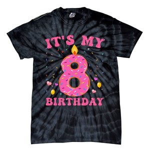 Sweet Donut It's My 8th Birthday 8 Years Old Funny Cute Tie-Dye T-Shirt