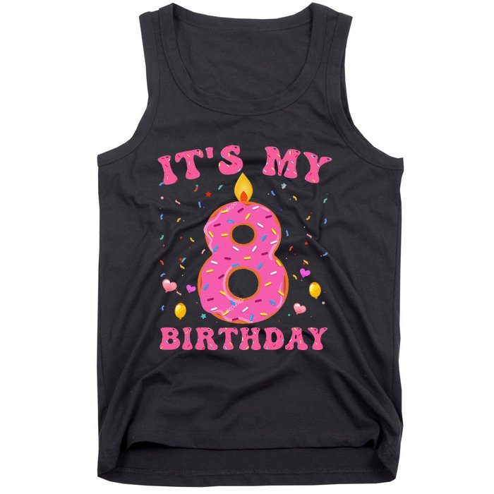 Sweet Donut It's My 8th Birthday 8 Years Old Funny Cute Tank Top