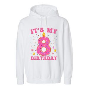 Sweet Donut It's My 8th Birthday 8 Years Old Funny Cute Garment-Dyed Fleece Hoodie