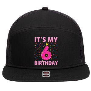 Sweet donut It's My 6th Birthday 6 Yrs Old Gifts 7 Panel Mesh Trucker Snapback Hat