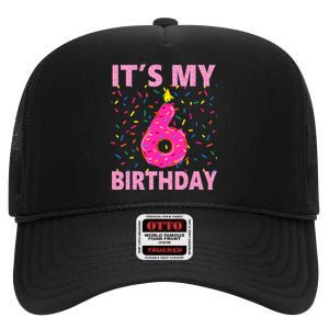 Sweet donut It's My 6th Birthday 6 Yrs Old Gifts High Crown Mesh Back Trucker Hat