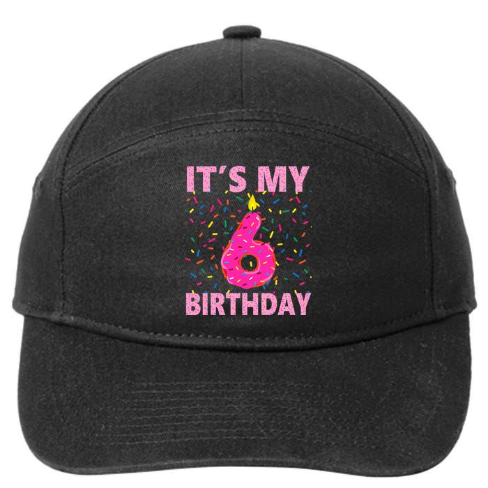 Sweet donut It's My 6th Birthday 6 Yrs Old Gifts 7-Panel Snapback Hat