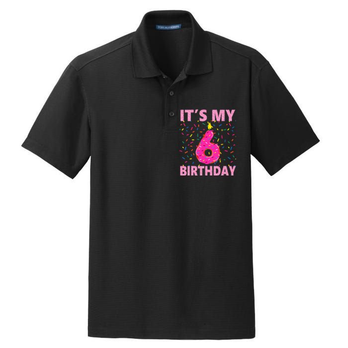 Sweet donut It's My 6th Birthday 6 Yrs Old Gifts Dry Zone Grid Polo