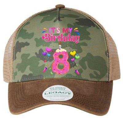 Sweet Donut It's My 8th Birthday 8 Years Old Funny Legacy Tie Dye Trucker Hat