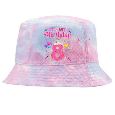 Sweet Donut It's My 8th Birthday 8 Years Old Funny Tie-Dyed Bucket Hat