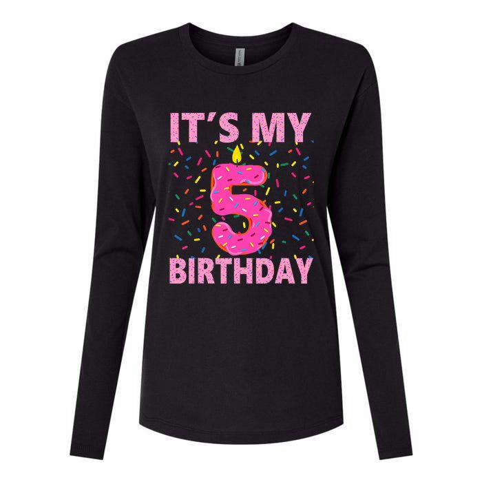 Sweet donut It's My 5th Birthday 5 Yrs Old Gifts Womens Cotton Relaxed Long Sleeve T-Shirt