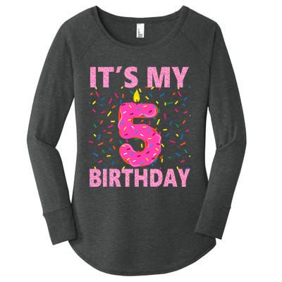 Sweet donut It's My 5th Birthday 5 Yrs Old Gifts Women's Perfect Tri Tunic Long Sleeve Shirt