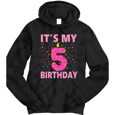 Sweet donut It's My 5th Birthday 5 Yrs Old Gifts Tie Dye Hoodie