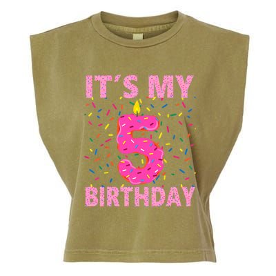 Sweet donut It's My 5th Birthday 5 Yrs Old Gifts Garment-Dyed Women's Muscle Tee