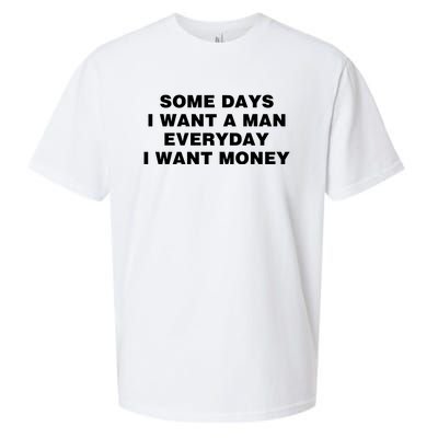 Some Days I Want A Man Everyday I Want Money Sueded Cloud Jersey T-Shirt