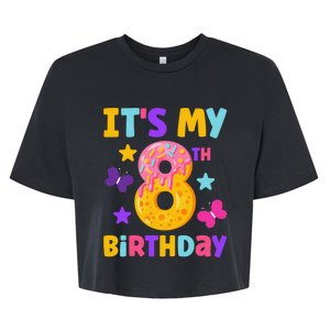 Sweet Donut It's My 8th Birthday Shirt 8 Years Old Funny Bella+Canvas Jersey Crop Tee