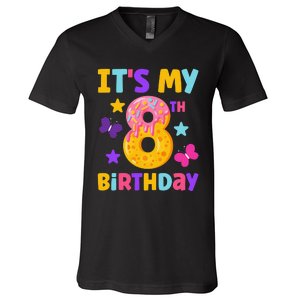 Sweet Donut It's My 8th Birthday Shirt 8 Years Old Funny V-Neck T-Shirt