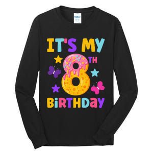 Sweet Donut It's My 8th Birthday Shirt 8 Years Old Funny Tall Long Sleeve T-Shirt