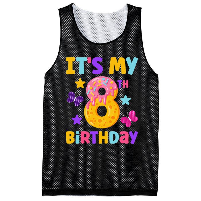 Sweet Donut It's My 8th Birthday Shirt 8 Years Old Funny Mesh Reversible Basketball Jersey Tank