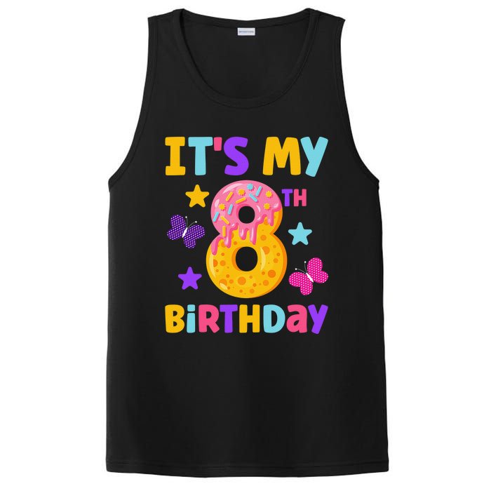 Sweet Donut It's My 8th Birthday Shirt 8 Years Old Funny PosiCharge Competitor Tank