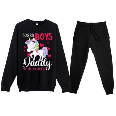 Sorrys Daddy Is My Valentine Valentine's Day Unicorn Premium Crewneck Sweatsuit Set