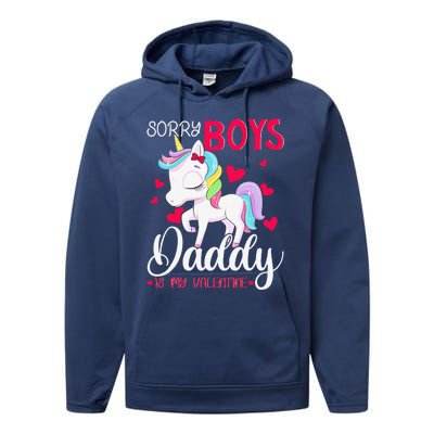 Sorrys Daddy Is My Valentine Valentine's Day Unicorn Performance Fleece Hoodie