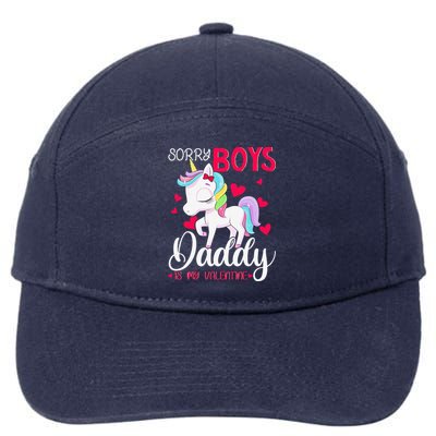 Sorrys Daddy Is My Valentine Valentine's Day Unicorn 7-Panel Snapback Hat