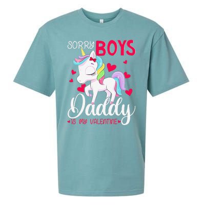 Sorrys Daddy Is My Valentine Valentine's Day Unicorn Sueded Cloud Jersey T-Shirt