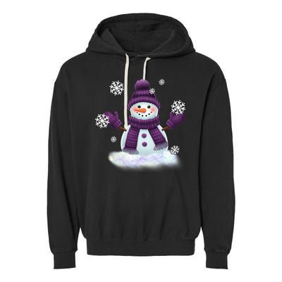 Snow Design In Purples Wintertime Snowflakes Gift Garment-Dyed Fleece Hoodie