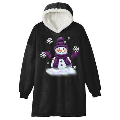 Snow Design In Purples Wintertime Snowflakes Gift Hooded Wearable Blanket