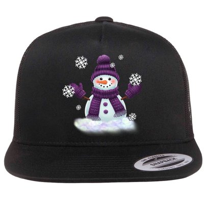 Snow Design In Purples Wintertime Snowflakes Gift Flatbill Hat