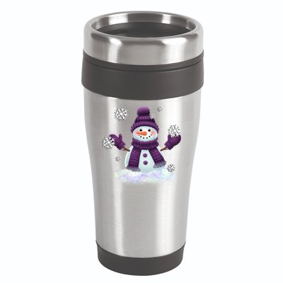 Snow Design In Purples Wintertime Snowflakes Gift 16oz Travel Tumbler