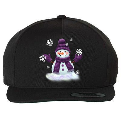 Snow Design In Purples Wintertime Snowflakes Gift Wool Snapback Cap