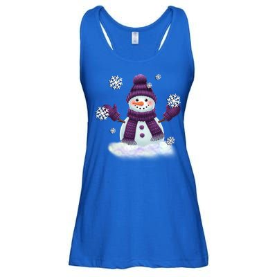 Snow Design In Purples Wintertime Snowflakes Gift Ladies Essential Flowy Tank