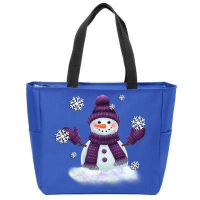 Snow Design In Purples Wintertime Snowflakes Gift Zip Tote Bag