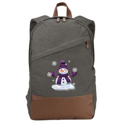 Snow Design In Purples Wintertime Snowflakes Gift Cotton Canvas Backpack