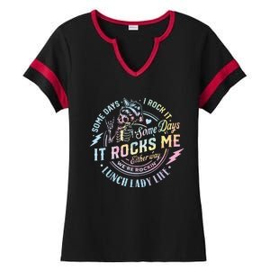 Some Days It Rocks Me Messy Skull Lunch Lady Life Ca Tie Dye Ladies Halftime Notch Neck Tee