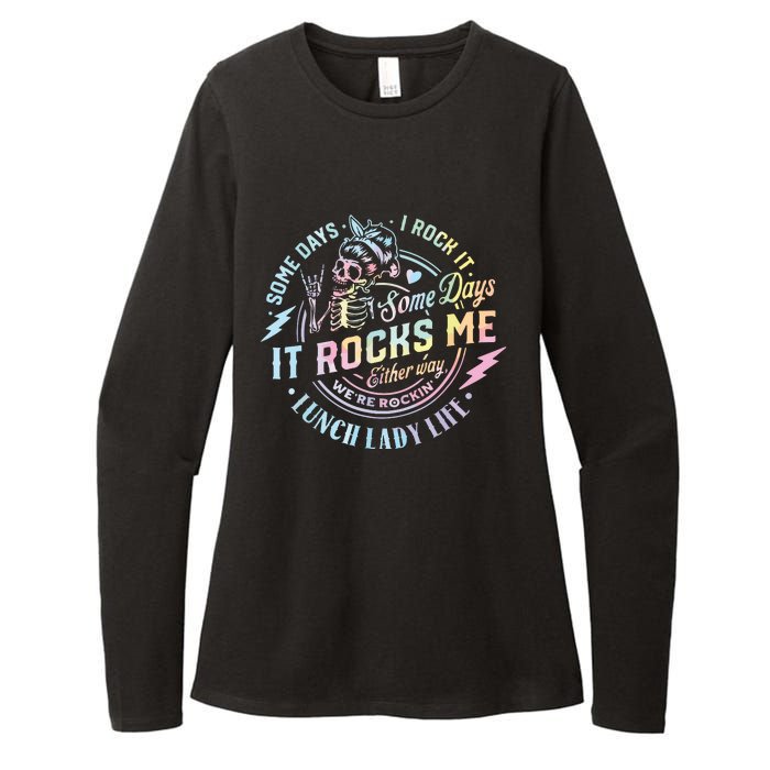 Some Days It Rocks Me Messy Skull Lunch Lady Life Ca Tie Dye Womens CVC Long Sleeve Shirt